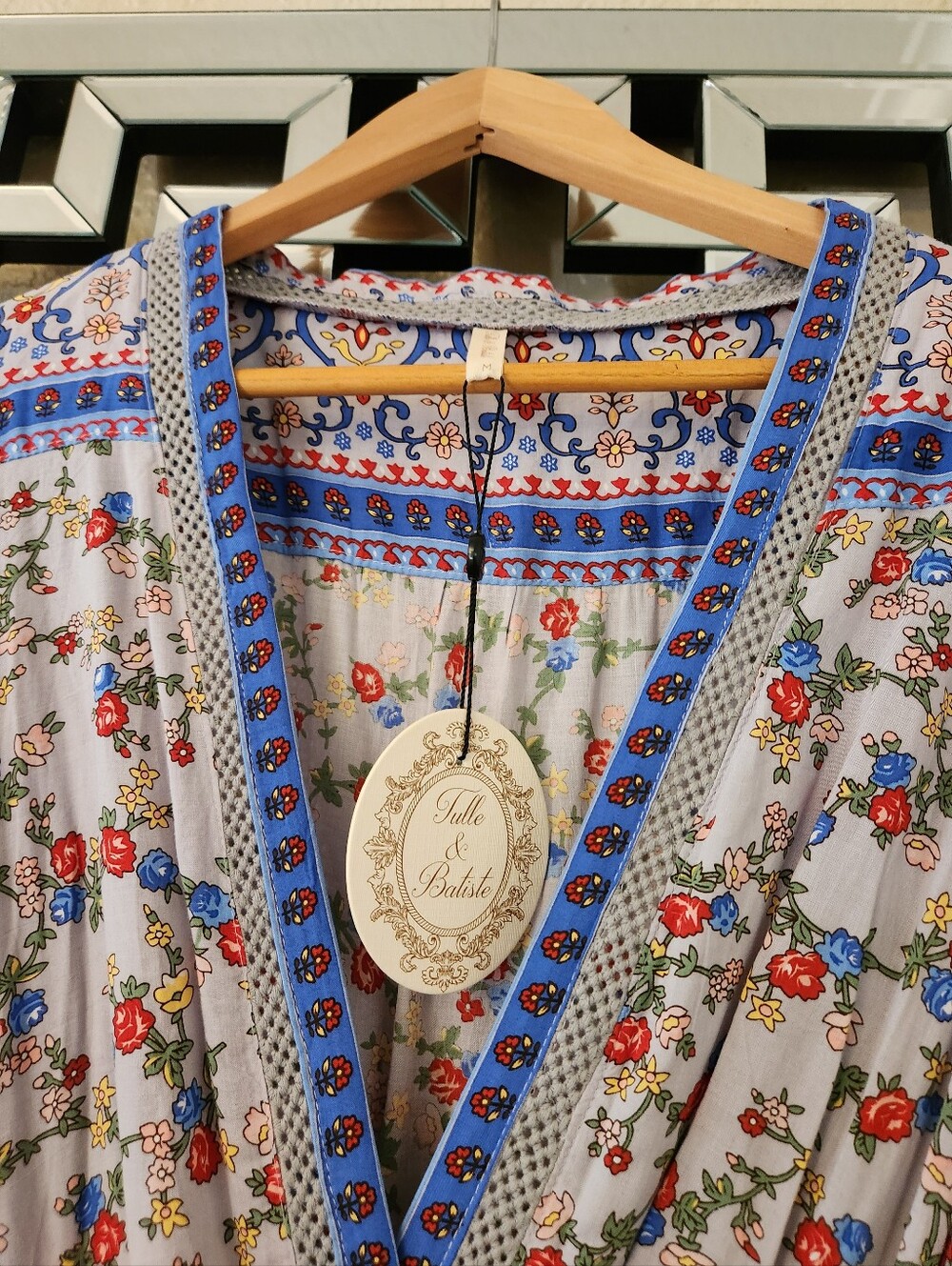 Tulle and Batiste Blue Floral Maxi Wrap Dress - Picture 8 of 11
